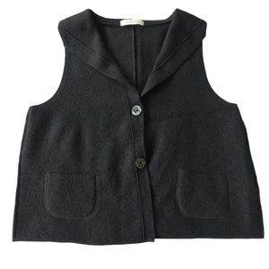 Cut Loose Women's Wool Two Button Sweater Vest Black